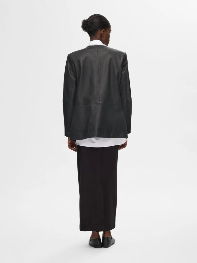 lder_blazer_4.webp Jakkesæt & Blazers | Overtøj>SELECTED 100 % LÆDER BLAZER Black
