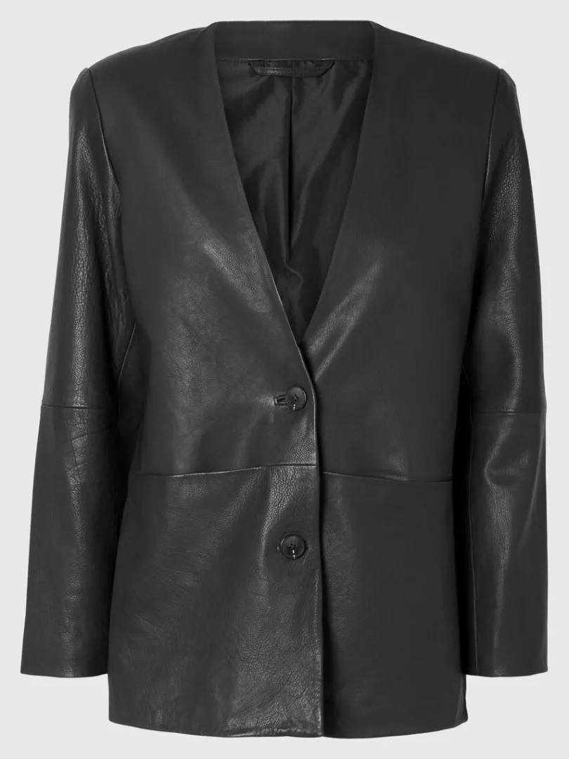 lder_blazer_5.webp Jakkesæt & Blazers | Overtøj>SELECTED 100 % LÆDER BLAZER Black