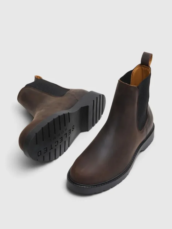Sko>SELECTED LÆDER CHELSEA-STØVLER Brown