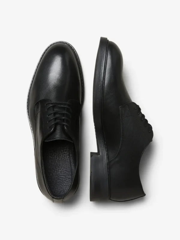 Sko>SELECTED LÆDER DERBYSKO Black