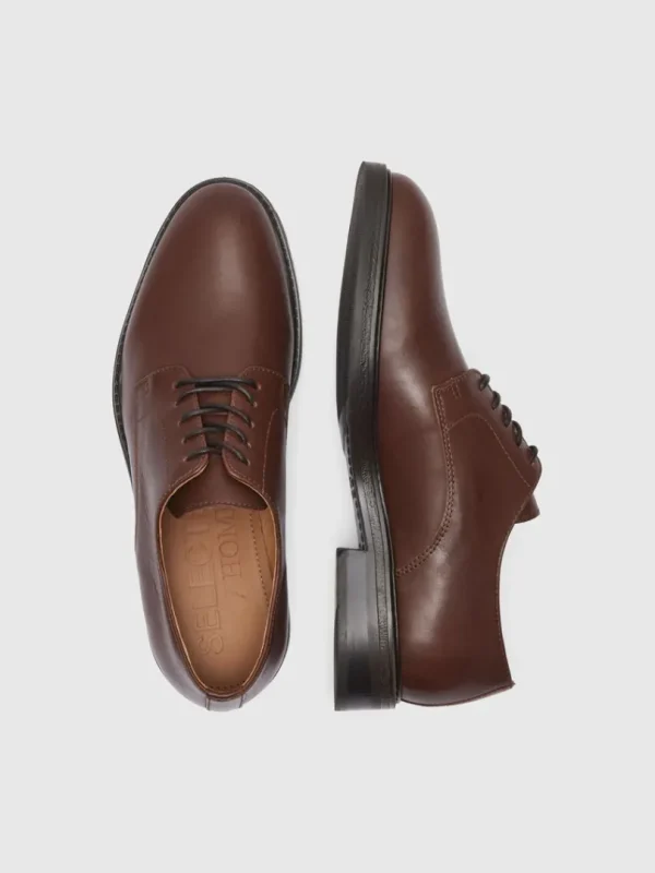 Sko>SELECTED LÆDER DERBYSKO Brown