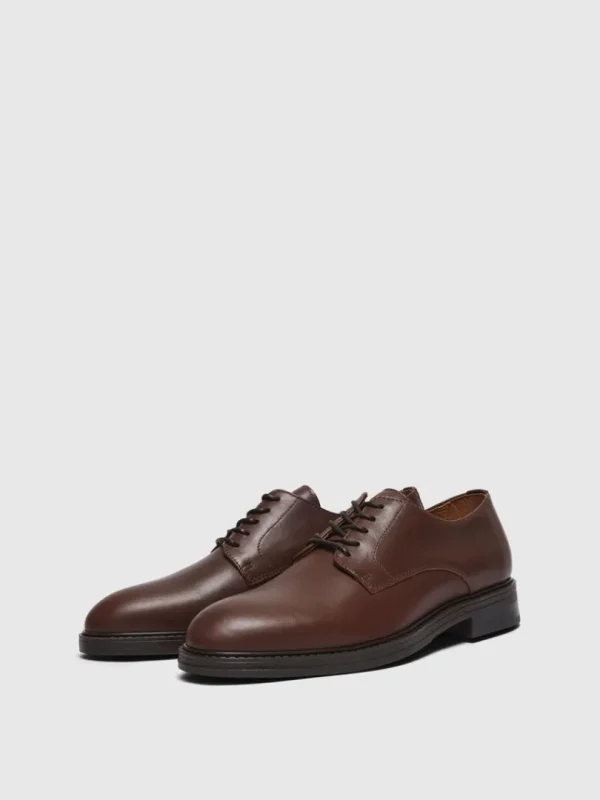 Sko>SELECTED LÆDER DERBYSKO Brown