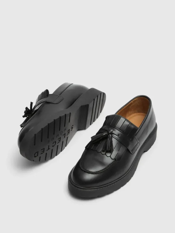Sko>SELECTED LÆDER KILTIE LOAFERS Black