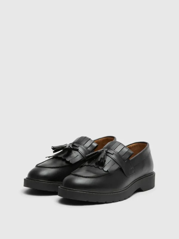 Sko>SELECTED LÆDER KILTIE LOAFERS Black