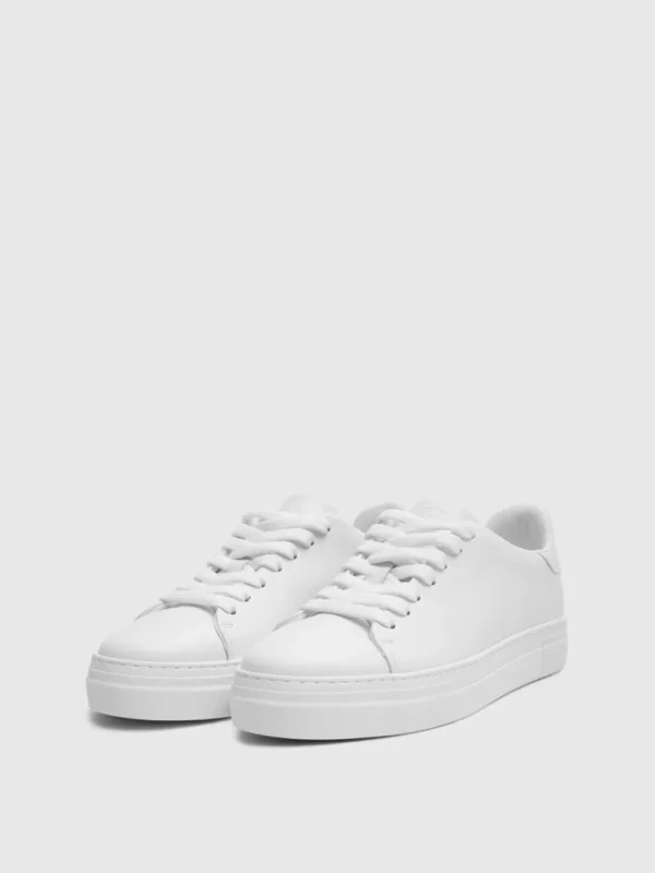 Sko>SELECTED LÆDER SNEAKERS White
