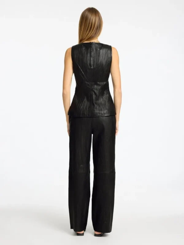 Toppe Og Bluser>SELECTED LÆDER TOP Black