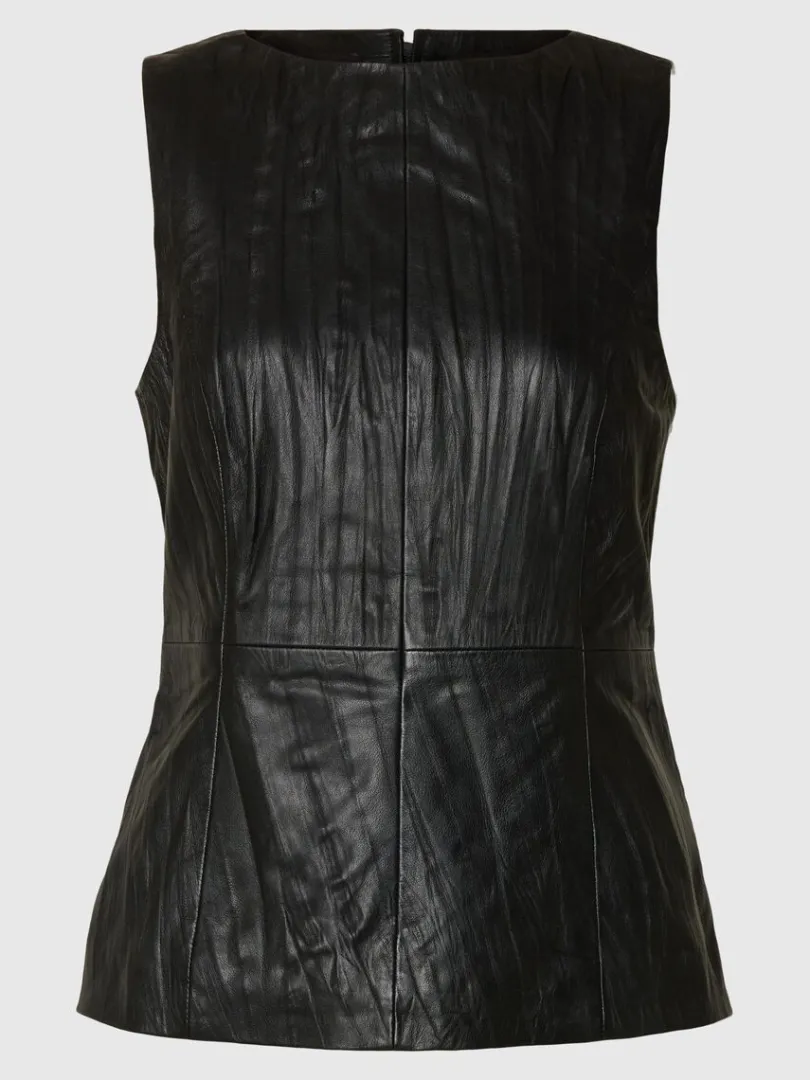 lder_top_5.webp Toppe Og Bluser>SELECTED LÆDER TOP Black