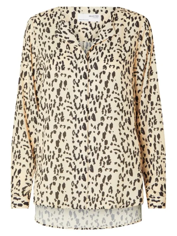 Skjorter>SELECTED LEOPARDPRINT SKJORTE Beige