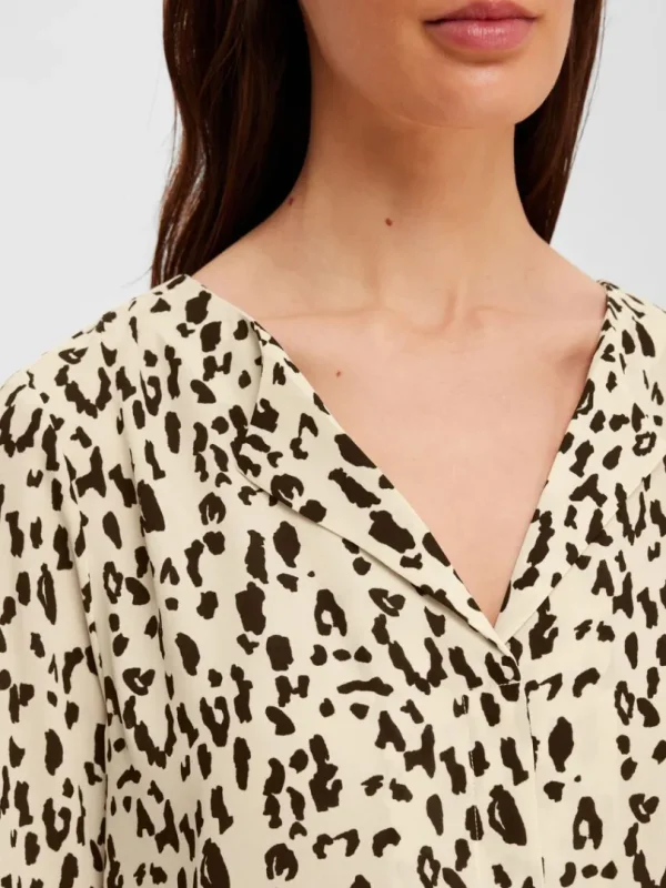 Skjorter>SELECTED LEOPARDPRINT SKJORTE Beige