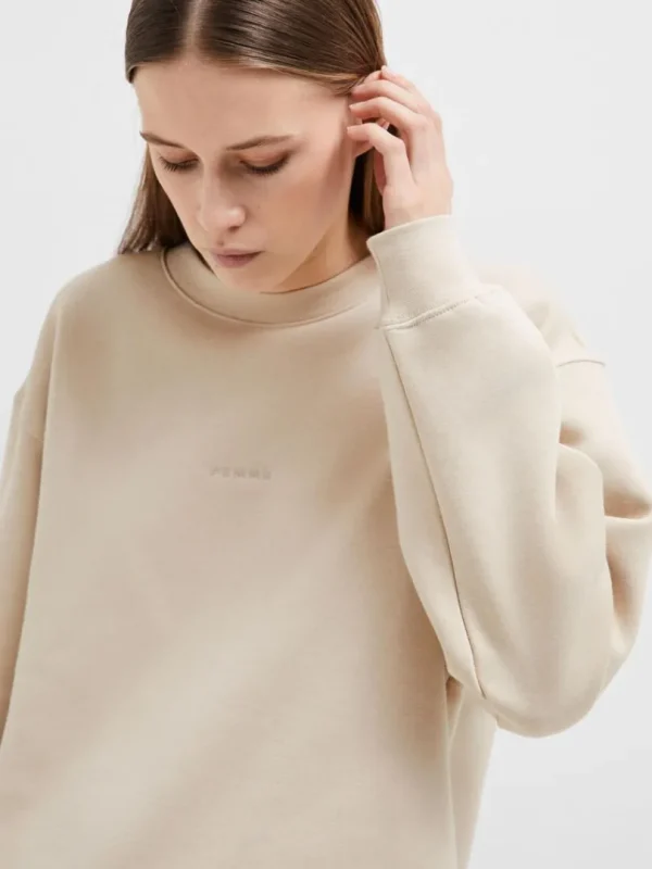 Hættetrøjer & Sweatshirts>SELECTED LOGO-BRODERET SWEATSHIRT Beige