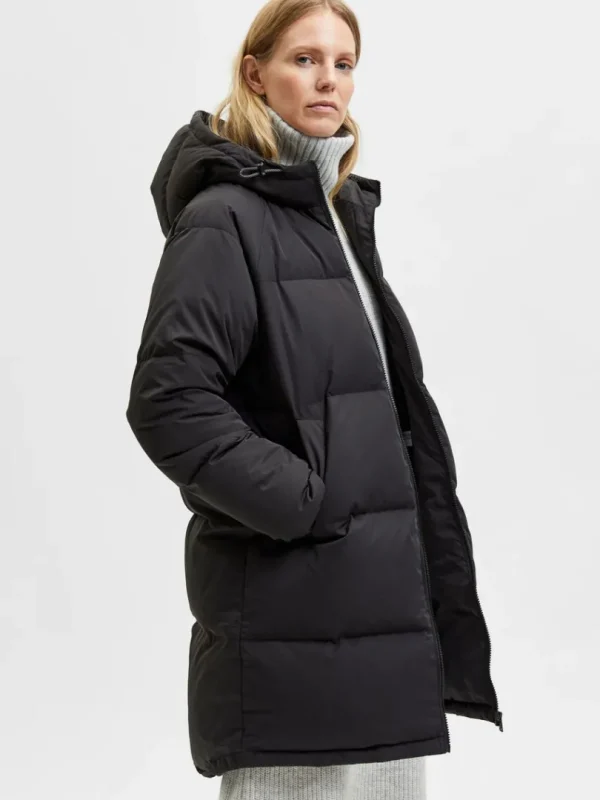 Overtøj>SELECTED LONGLINE RE:DOWN® DUNJAKKE Black
