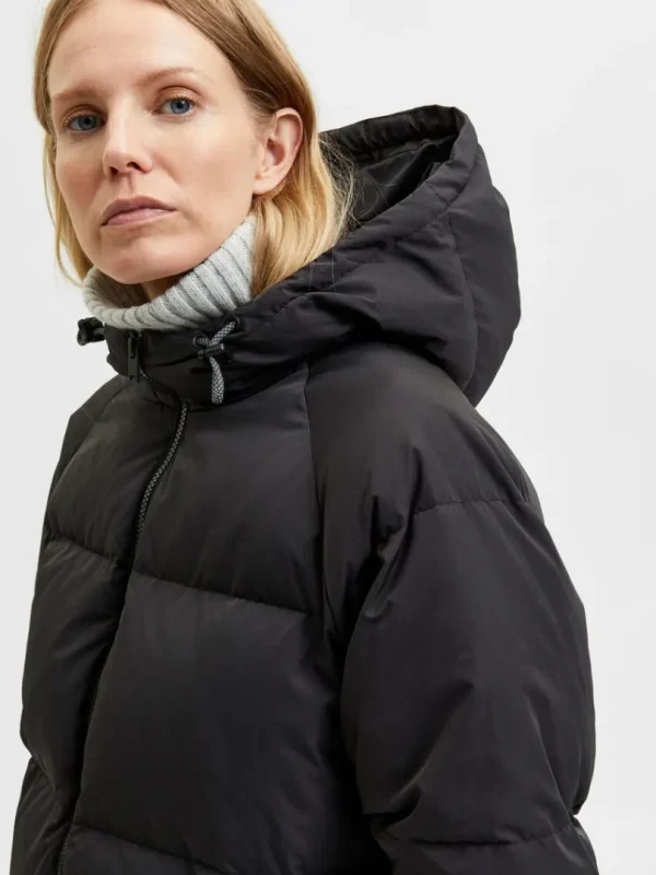 Overtøj>SELECTED LONGLINE RE:DOWN® DUNJAKKE Black