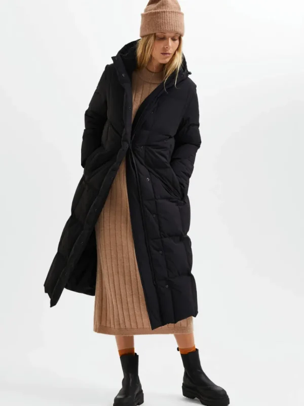 Overtøj>SELECTED LONGLINE RE:DOWN® PUFFERJAKKE Black