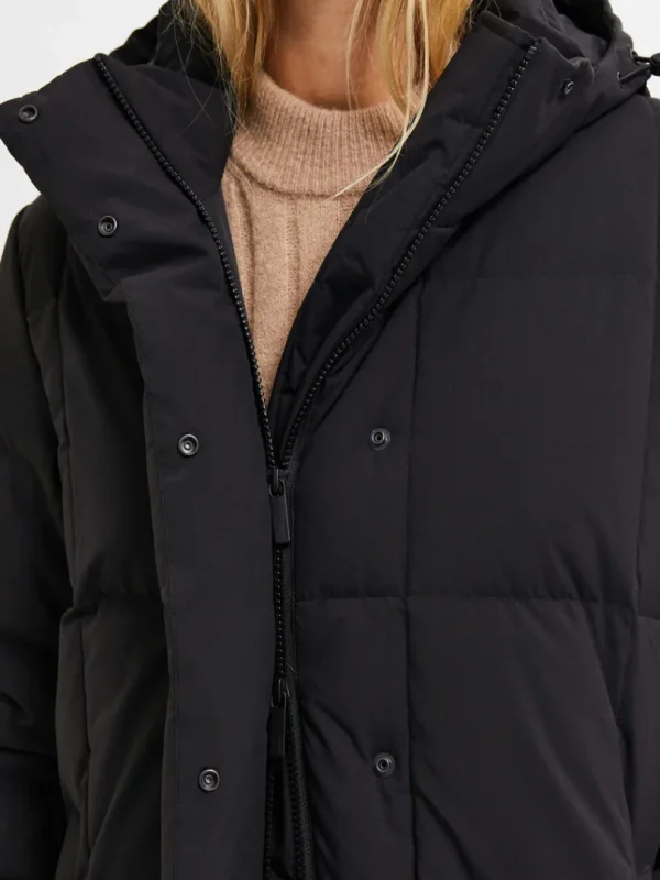 Overtøj>SELECTED LONGLINE RE:DOWN® PUFFERJAKKE Black