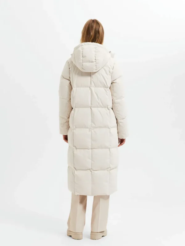 Overtøj>SELECTED LONGLINE RE:DOWN® PUFFERJAKKE Beige