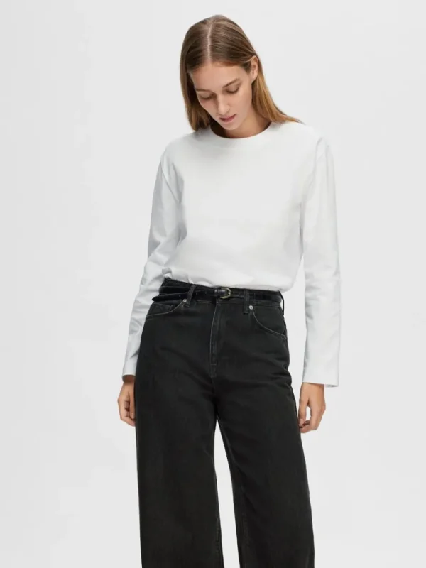T-shirts>SELECTED LONG-SLEEVED BOXY T-SHIRT White