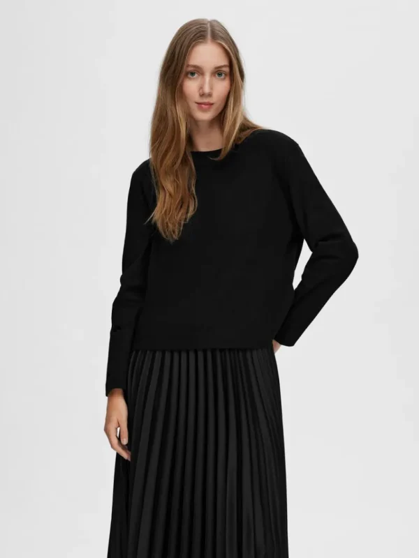 T-shirts>SELECTED LONG-SLEEVED BOXY T-SHIRT Black