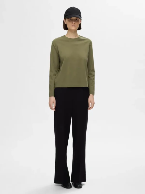 T-shirts>SELECTED LONG-SLEEVED BOXY T-SHIRT Green