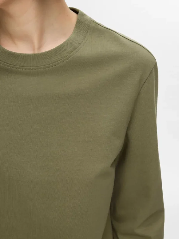 T-shirts>SELECTED LONG-SLEEVED BOXY T-SHIRT Green