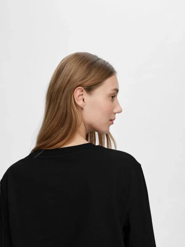 T-shirts>SELECTED LONG-SLEEVED BOXY T-SHIRT Black