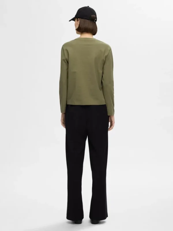 T-shirts>SELECTED LONG-SLEEVED BOXY T-SHIRT Green