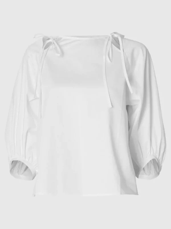 Toppe Og Bluser>SELECTED LOOSE BLUSE MED 3/4-ÆRMER White