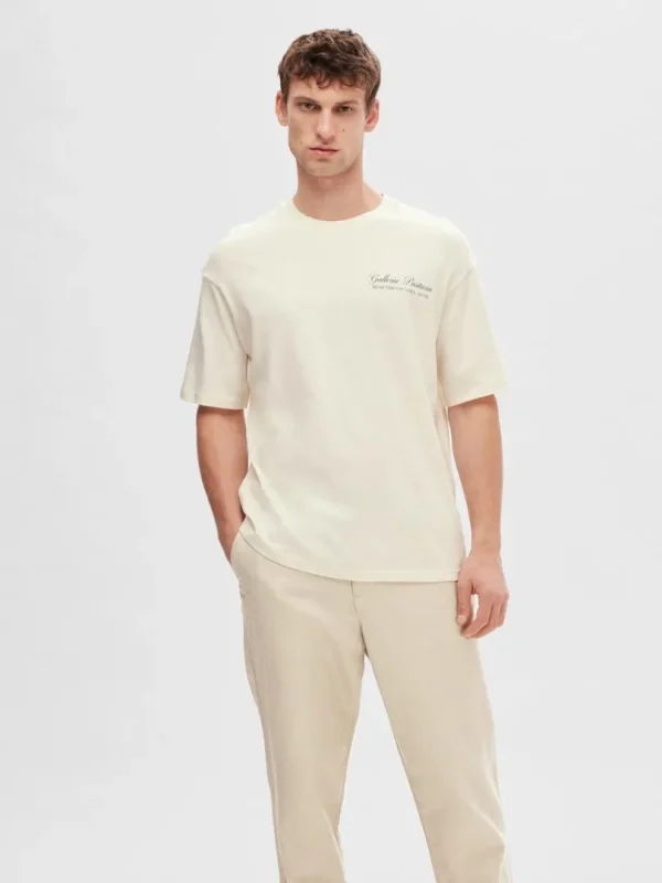 T-shirts>SELECTED LOOSE FIT MED PRINT BAGPÅ T-SHIRT White