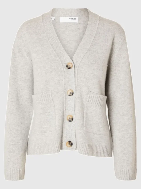 Strik>SELECTED LOOSE FIT STRIKKET CARDIGAN Grey