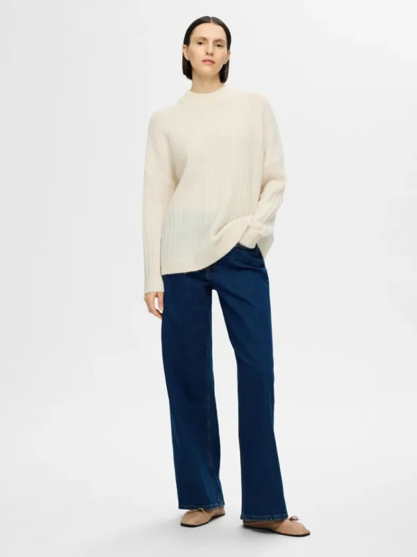 Strik>SELECTED LOOSE FIT STRIKTRØJE Beige