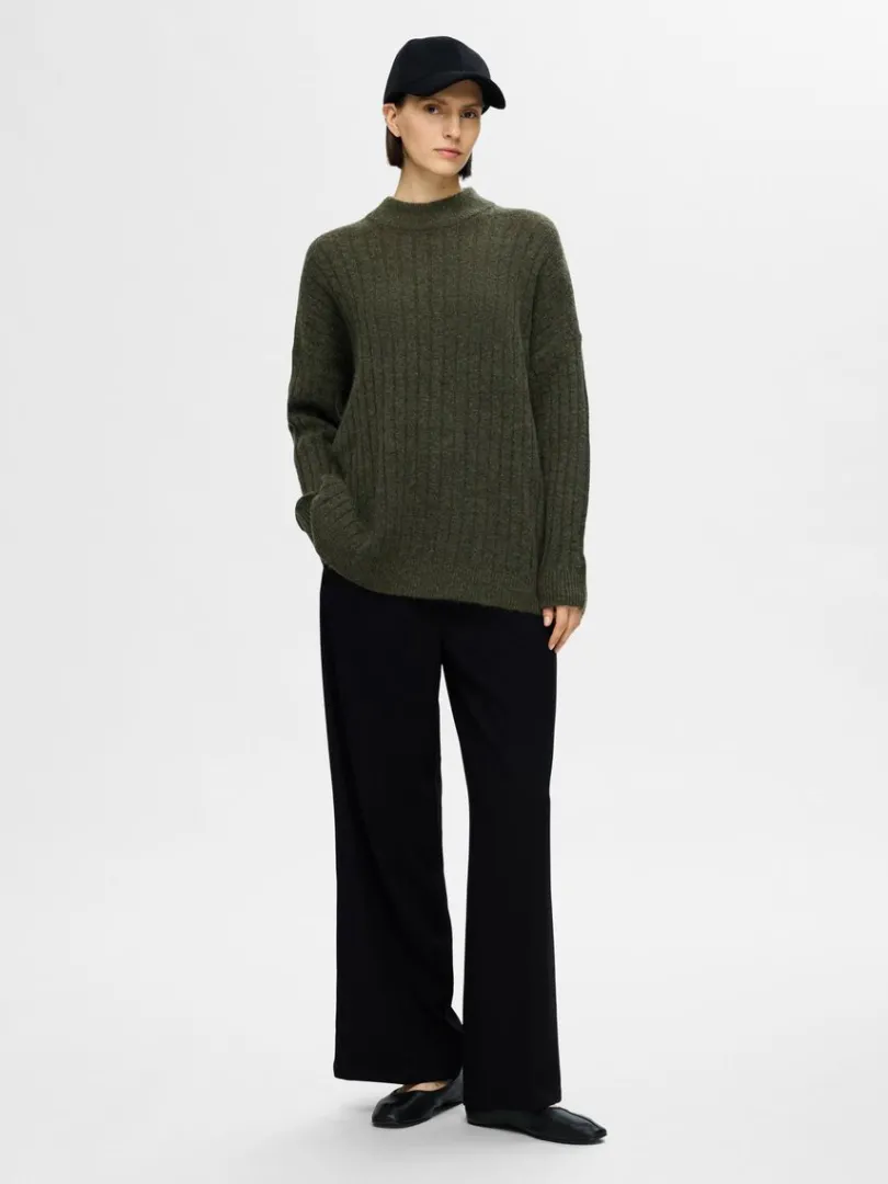 loose_fit_striktrje_1-2.webp Strik>SELECTED LOOSE FIT STRIKTRØJE Green