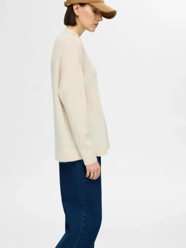 Strik>SELECTED LOOSE FIT STRIKTRØJE Beige