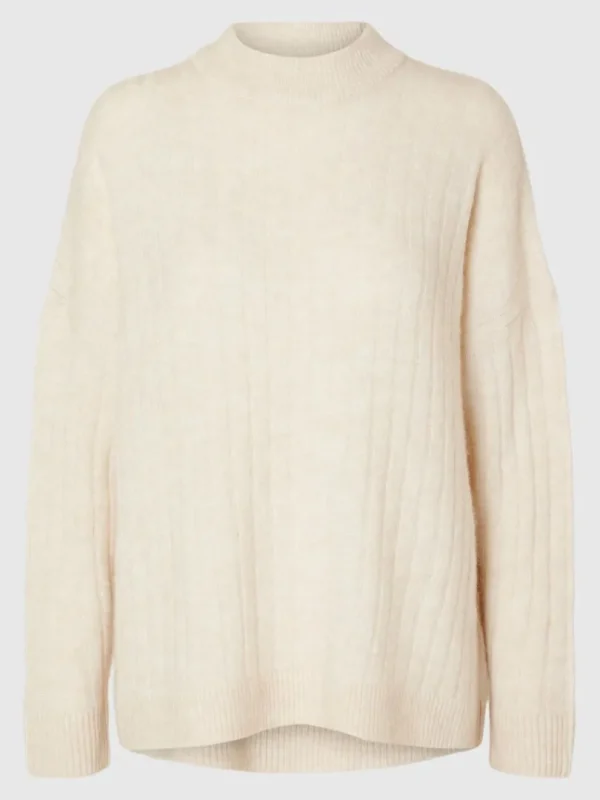 Strik>SELECTED LOOSE FIT STRIKTRØJE Beige