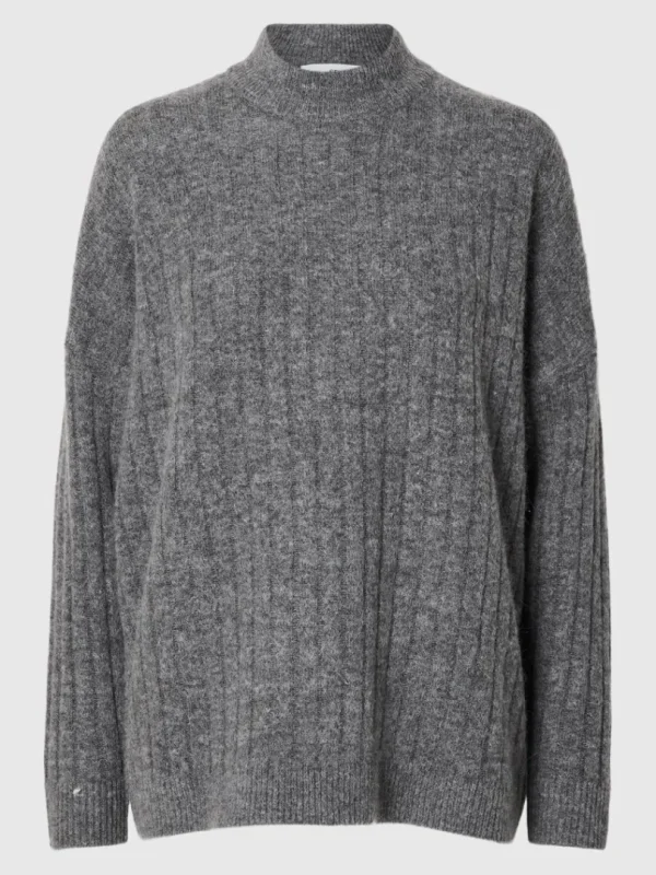 Strik>SELECTED LOOSE FIT STRIKTRØJE Grey