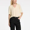 Toppe Og Bluser>SELECTED LOOSE FIT TOP MED V-HALS Beige