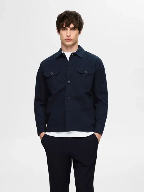 Overtøj | Skjorter>SELECTED LØS BOMULD OVERSHIRT Blue