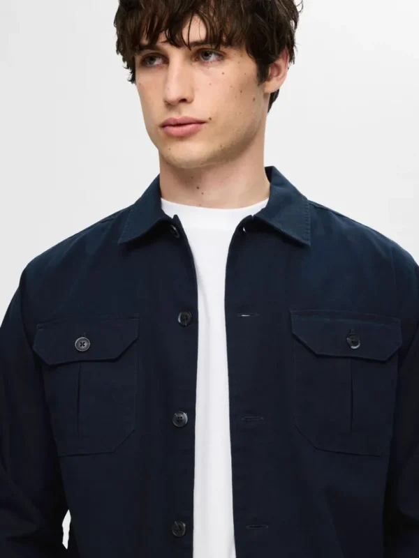 Overtøj | Skjorter>SELECTED LØS BOMULD OVERSHIRT Blue