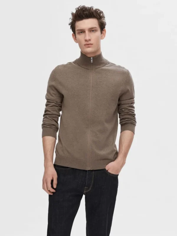 Strik>SELECTED LYNLÅS CARDIGAN Brown