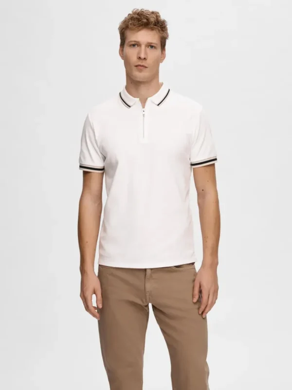 Poloer>SELECTED LYNLÅS POLO White