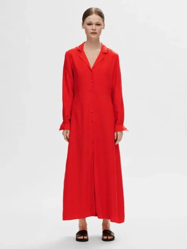 Kjoler>SELECTED MAXI SKJORTEKJOLE Red