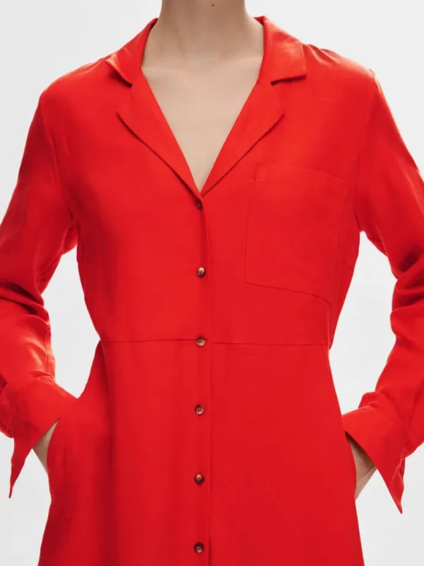 Kjoler>SELECTED MAXI SKJORTEKJOLE Red