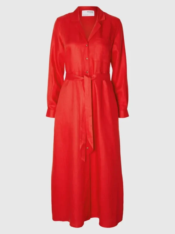 Kjoler>SELECTED MAXI SKJORTEKJOLE Red