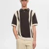 Poloer | Strik>SELECTED MED FARVEBLOKKE STRIKKET POLOSHIRT Brown