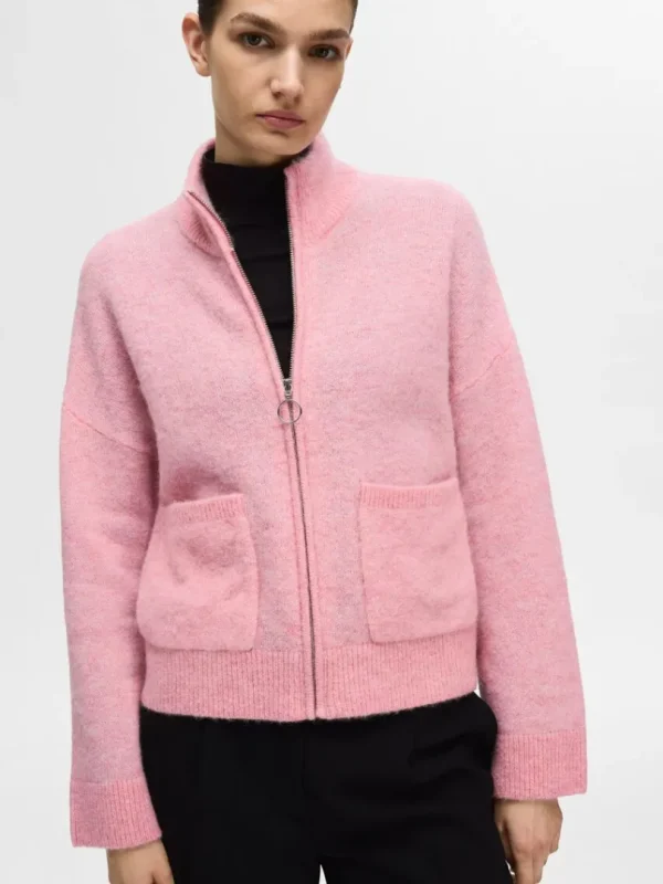 Strik>SELECTED MED LYNLÅS CARDIGAN Pink