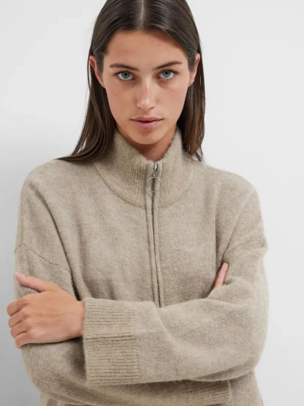 Strik>SELECTED MED LYNLÅS CARDIGAN Beige