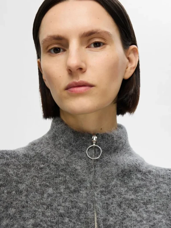 Strik>SELECTED MED LYNLÅS CARDIGAN Grey