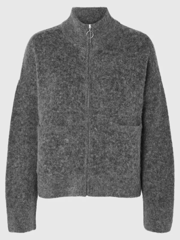 Strik>SELECTED MED LYNLÅS CARDIGAN Grey