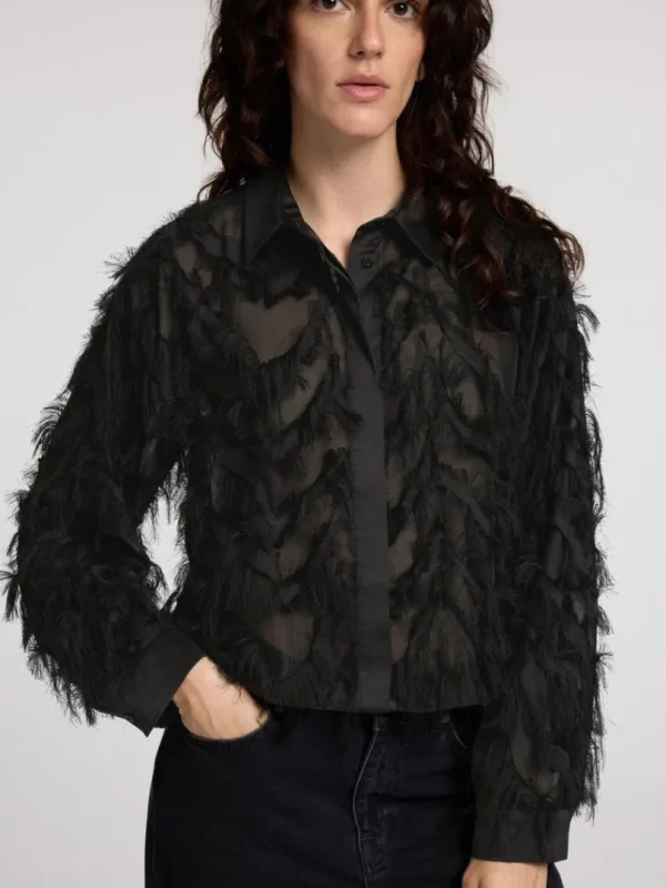 Skjorter>SELECTED MED TEKSTUR CROPPED SKJORTE Black