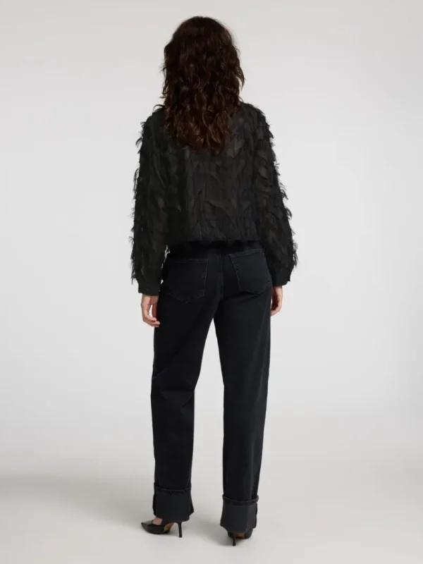 Skjorter>SELECTED MED TEKSTUR CROPPED SKJORTE Black