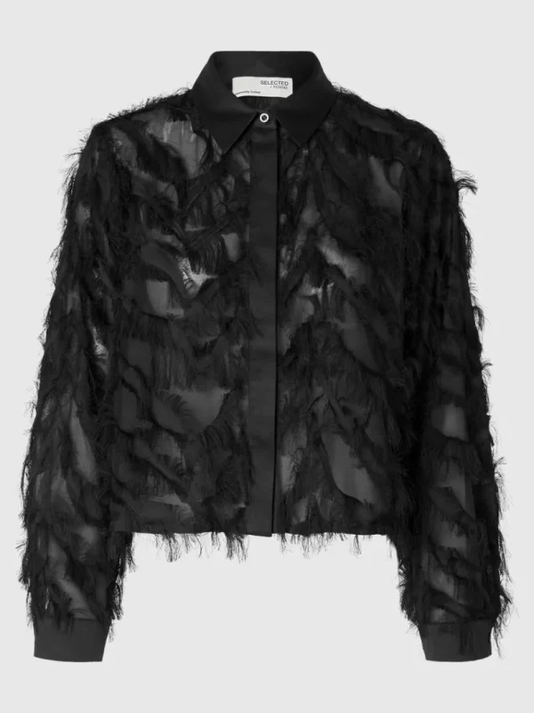 Skjorter>SELECTED MED TEKSTUR CROPPED SKJORTE Black