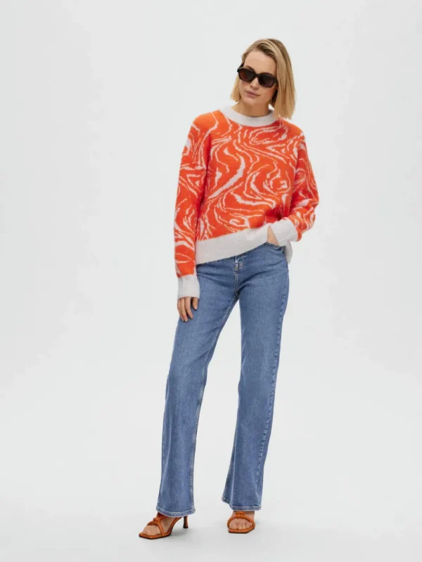 Jeans>SELECTED MELLEMBLÅ VASK HØJTALJEDE JEANS Blue